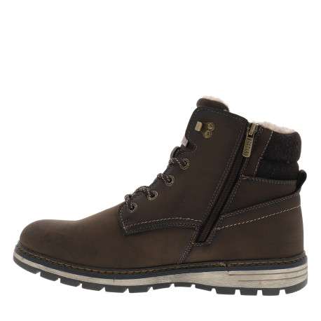 Bottines marron à talon plat pourvues de lacets et d'un zip latéral - Image 3