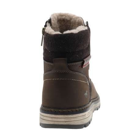 Bottines marron à talon plat pourvues de lacets et d'un zip latéral - Image 4