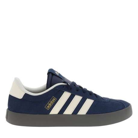 Tennis Vl Court 3.0 en cuir bleu marine à talon plat dotées de lacets