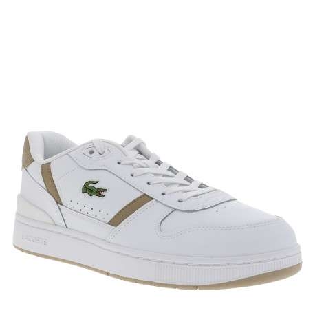 Tennis T-Clip en cuir blanc à talon plat dotées de lacets et du logo - Image 2