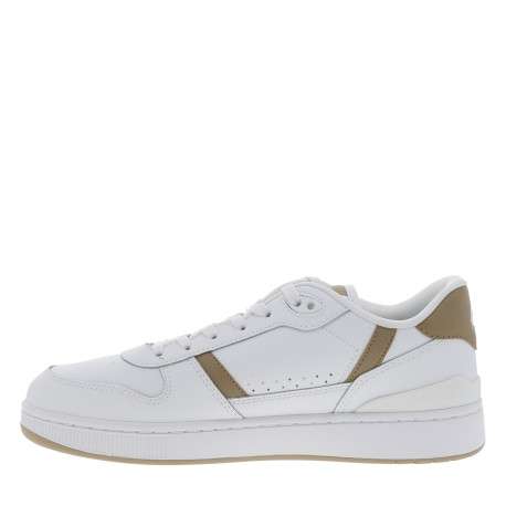 Tennis T-Clip en cuir blanc à talon plat dotées de lacets et du logo - Image 3