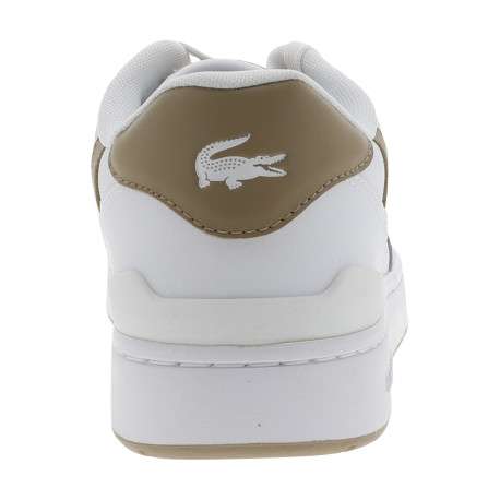 Tennis T-Clip en cuir blanc à talon plat dotées de lacets et du logo - Image 4