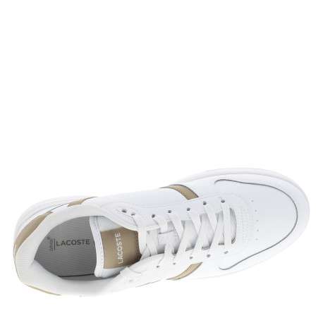 Tennis T-Clip en cuir blanc à talon plat dotées de lacets et du logo - Image 5