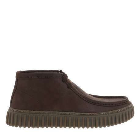 Boots Torhill Hi en cuir nubuck chocolat à talon plat avec des lacets