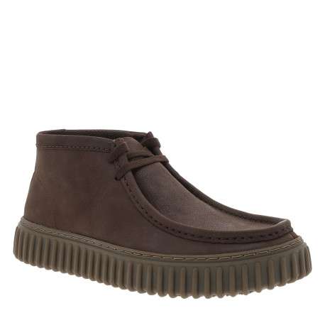 Boots Torhill Hi en cuir nubuck chocolat à talon plat avec des lacets - Image 2