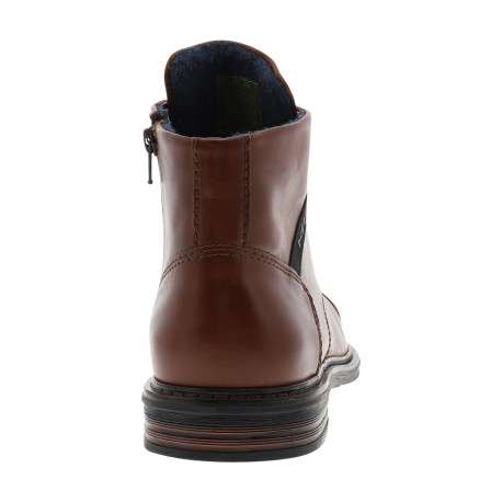 Bottines cognac à talon décroché bas munies de lacets et d'un zip latéral - Image 4