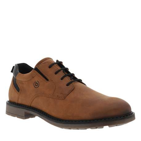 Derbies cognac à talon plat munies de lacets ronds et d'une languette - Image 2