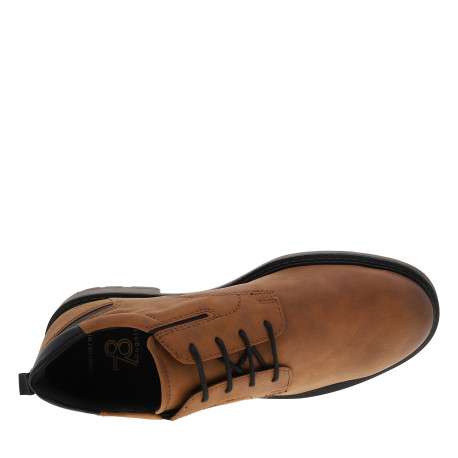 Derbies cognac à talon plat munies de lacets ronds et d'une languette - Image 5