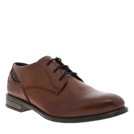 Richelieu cognac à talon plat pourvus de lacets ronds et du logo - Image 2