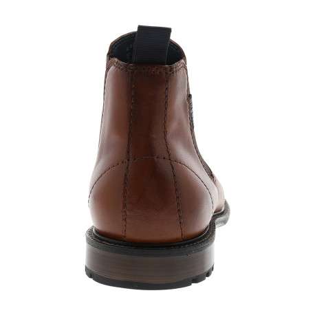 Boots en cuir brun à talon décroché bas pourvues de soufflets élastiqués - Image 4