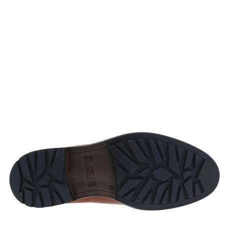 Boots en cuir brun à talon décroché bas pourvues de soufflets élastiqués - Image 6
