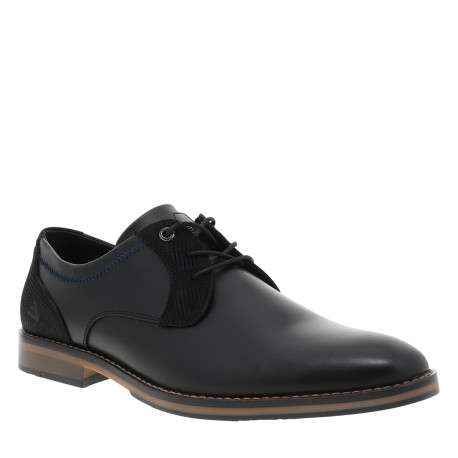 Derbies noires à revêtement lisse avec un talon plat et des lacets ronds - Image 2