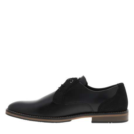 Derbies noires à revêtement lisse avec un talon plat et des lacets ronds - Image 3