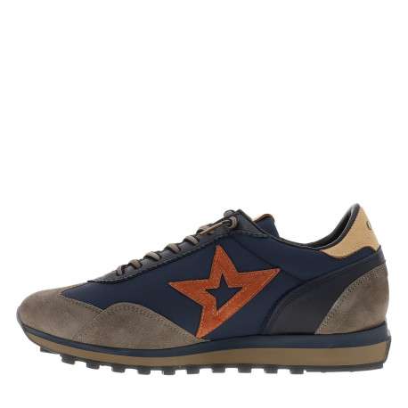 Baskets running en cuir bleues à talon plat fermé avec des lacets élastiqués - Image 3