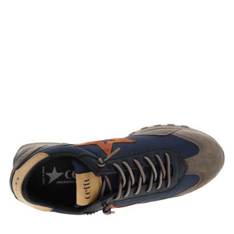 Baskets running en cuir bleues à talon plat fermé avec des lacets élastiqués - Image 5