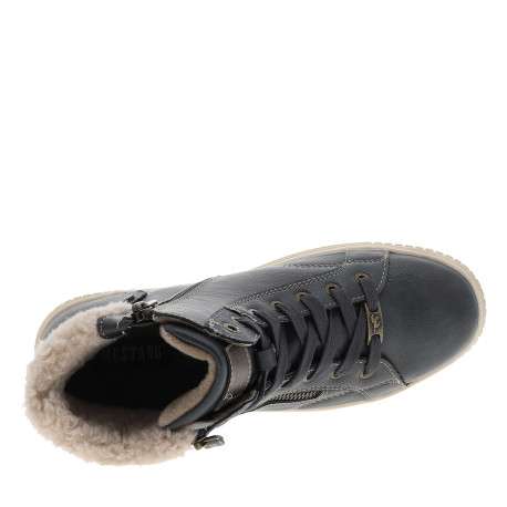 Tennis bleu marine à talon plat pourvues de lacets et d'un zip latéral - Image 5