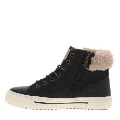 Baskets montantes noires à talon plat pourvues de lacets et d'un zip latéral - Image 3