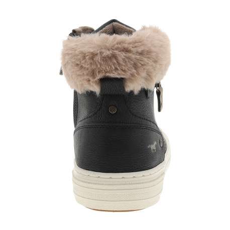 Baskets montantes noires à talon plat pourvues de lacets et d'un zip latéral - Image 4
