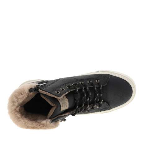 Baskets montantes noires à talon plat pourvues de lacets et d'un zip latéral - Image 5