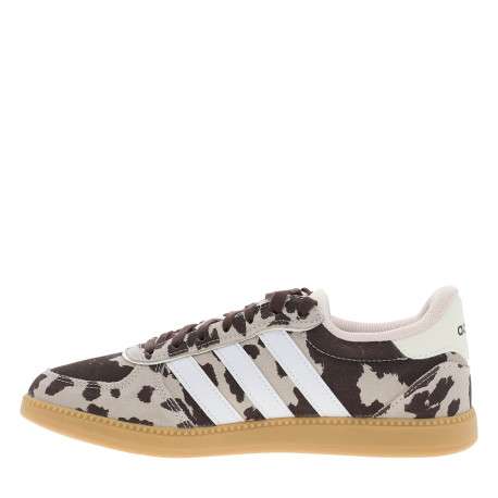 Tennis en cuir beiges à motif vache avec un talon plat et des lacets - Image 3