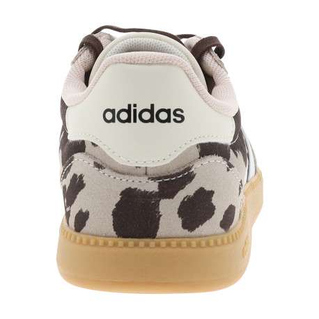 Tennis en cuir beiges à motif vache avec un talon plat et des lacets - Image 4