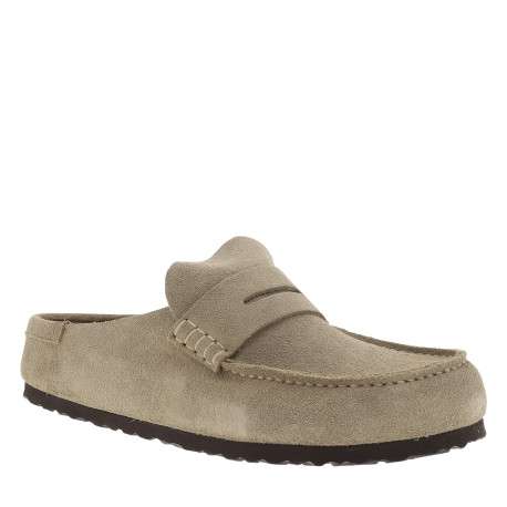 Mocassins Naples Wrapped Suede en cuir beiges à talon plat et arrière ouvert - Image 2