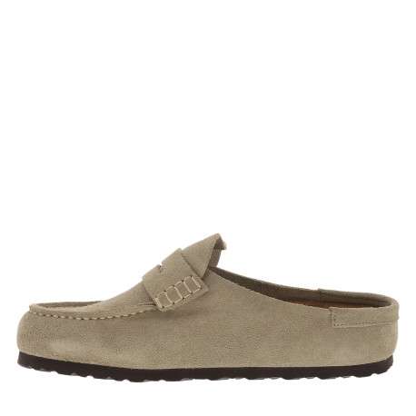 Mocassins Naples Wrapped Suede en cuir beiges à talon plat et arrière ouvert - Image 3