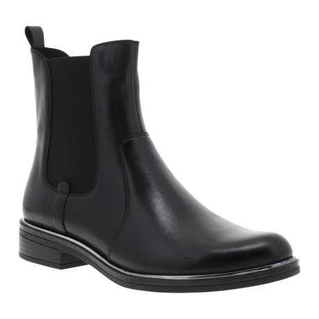 Boots en cuir noir à talon décroché bas dotées d'un soufflet élastiqué - Image 2