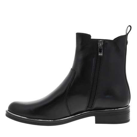 Boots en cuir noir à talon décroché bas dotées d'un soufflet élastiqué - Image 3