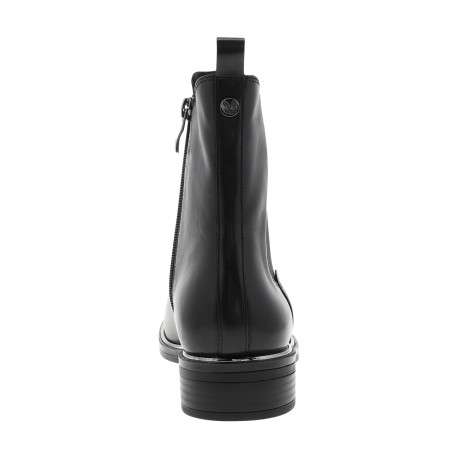 Boots en cuir noir à talon décroché bas dotées d'un soufflet élastiqué - Image 4
