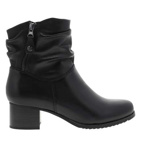 Boots en cuir noir à talon décroché moyen et languette retroussée