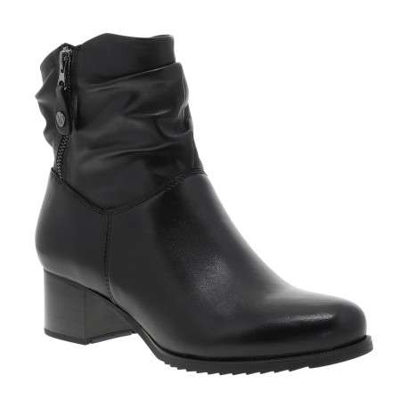 Boots en cuir noir à talon décroché moyen et languette retroussée - Image 2