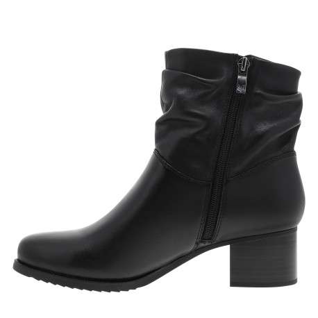 Boots en cuir noir à talon décroché moyen et languette retroussée - Image 3