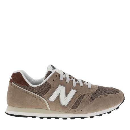 Baskets running 373 en cuir beiges avec un talon plat et des lacets