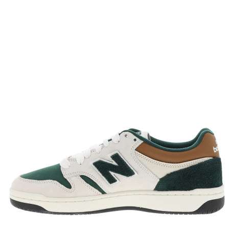 Tennis 480 en cuir vertes et beiges à talon plat pourvues de lacets - Image 3