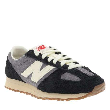 Tennis 471 en cuir noires et grises avec un talon plat et des lacets - Image 2