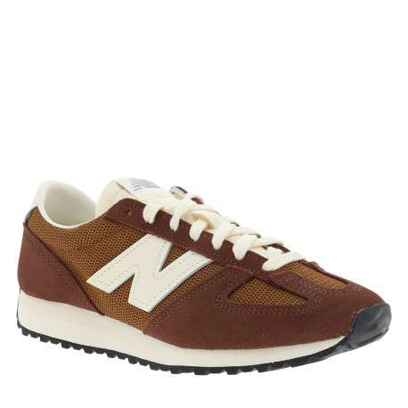 Tennis 471 en cuir bordeaux et miel avec un talon plat et des lacets - Image 2