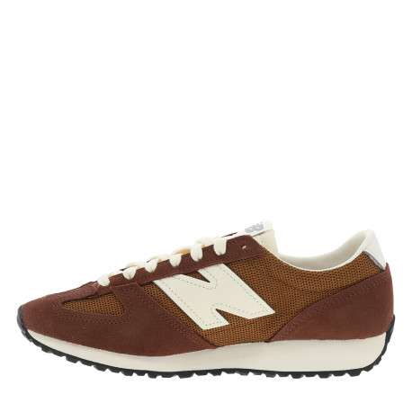 Tennis 471 en cuir bordeaux et miel avec un talon plat et des lacets - Image 3