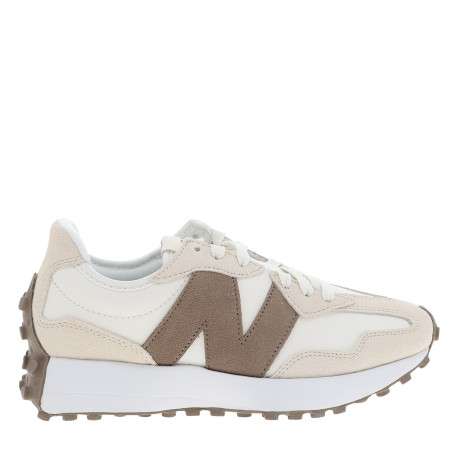 Baskets running 327 en cuir écrues avec un talon plat et des lacets