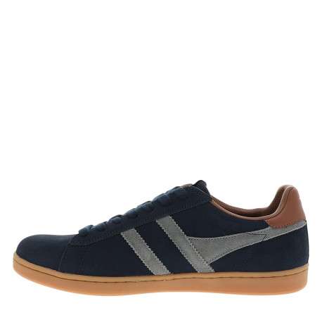 Tennis Equipe II en cuir bleu marine à talon plat pourvues de lacets - Image 3