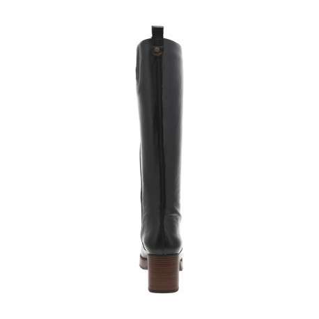 Bottes en cuir noires à talon décroché moyen effet bois et à zip latéral - Image 4