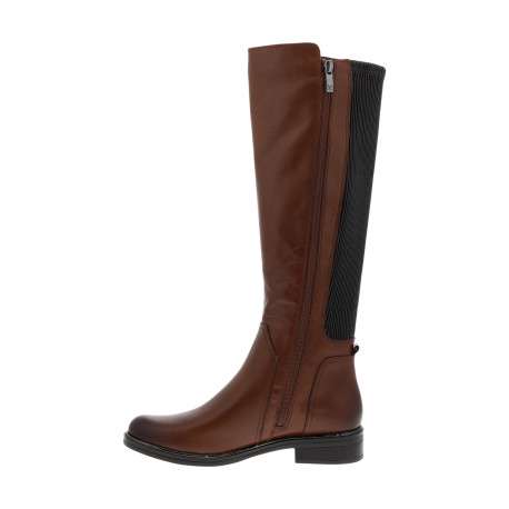 Bottes en cuir cognac avec semelle à talon décroché bas et fermeture à zip - Image 3