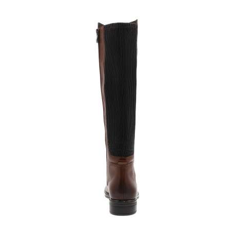Bottes en cuir cognac avec semelle à talon décroché bas et fermeture à zip - Image 4