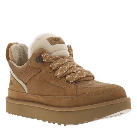 Sneakers en cuir camel à talon plat avec pourvues d'une languette rembourrés - Image 2