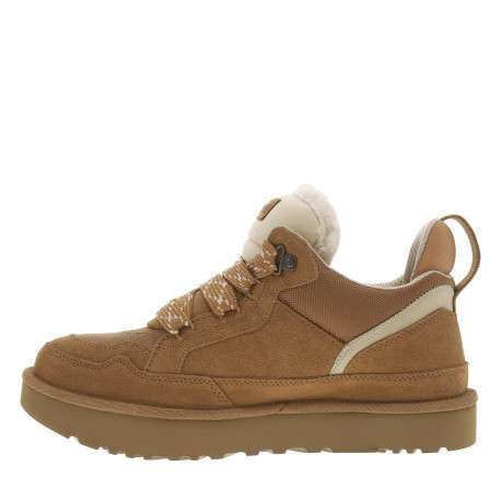 Sneakers en cuir camel à talon plat avec pourvues d'une languette rembourrés - Image 3