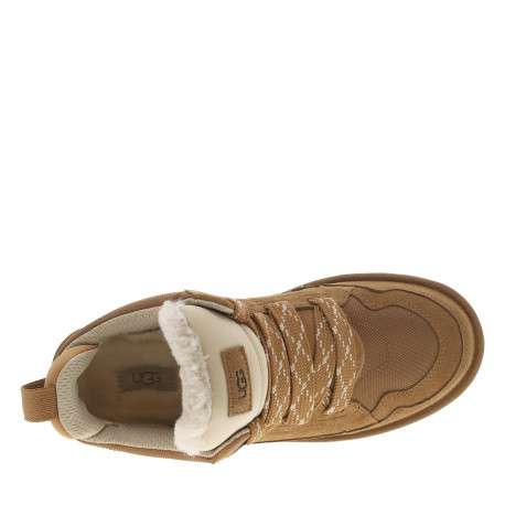 Sneakers en cuir camel à talon plat avec pourvues d'une languette rembourrés - Image 5