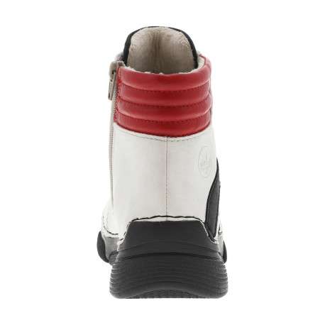 Bottines écrues à talon compensé bas avec des lacets et un zip latéral - Image 4