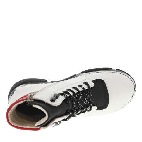 Bottines écrues à talon compensé bas avec des lacets et un zip latéral - Image 5
