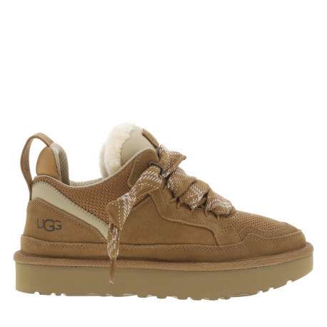 Richelieu en cuir taupe avec un talon plateforme et des lacets larges