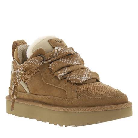 Richelieu en cuir taupe avec un talon plateforme et des lacets larges - Image 2